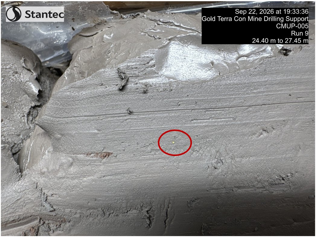 soarfinancial's tweet photo. Gold Terra has reported visible gold in early sonic drilling of the historic Con Mine tailings in Yellowknife.

The discovery came in hole CMUP-005 at 25–26m depth, just 17 holes into a planned ~7,000m program.
⛏️ 429m completed to date
⛏️ ~7,000m program planned
⛏️ 40x40m drill grid
⛏️ Testing potential for additional near-surface gold ounces

The program is designed to establish the tonnage and grade of the historic tailings and support metallurgical testing for potential gold recovery.

Full update 👇
https://t.co/14JE9Gv6He

@GoldTerra | $YGT.V |#coi