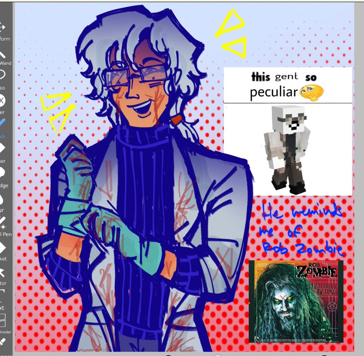 vampirefluixon's tweet photo. evil mad scientist dr saps idk what I'm doing it's 2am I just miss decayed https://t.co/fSZbp77z3j