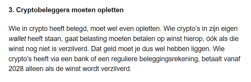 JasperDLT's tweet photo. Dus vanaf 2028 betalen we alsnog papieren winst op crypto in je wallet?

Eén van de meest risicovolle, volatiele assets voor een belegger?

En daarover 36% op papieren winst? Een asset die 80% in een jaar kan dalen?

Ze zijn helemaal gek geworden. 

https://t.co/0tI5Wdimlp https://t.co/L2kA2DwVKS