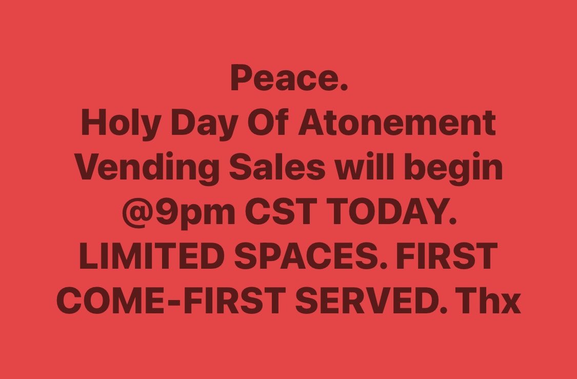 fontainedeon's tweet photo. Peace.  Please Share. Limited spaces available and the spaces will be sold on a first come first serve basis. 

The Holy Day Of Atonement 31 Year Anniversary Celebration in Atlanta and we thank you for your patience and support. 

Visit https://t.co/9irVddriun at 9pm CST TODAY. https://t.co/vo1fNCt7qY