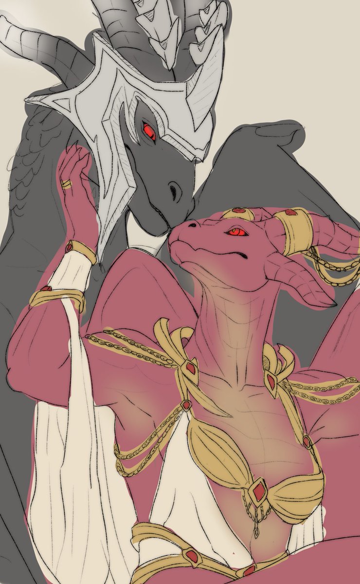 koifur1994's tweet photo. Dracthyr couple sketch https://t.co/SzDvDWHIeV