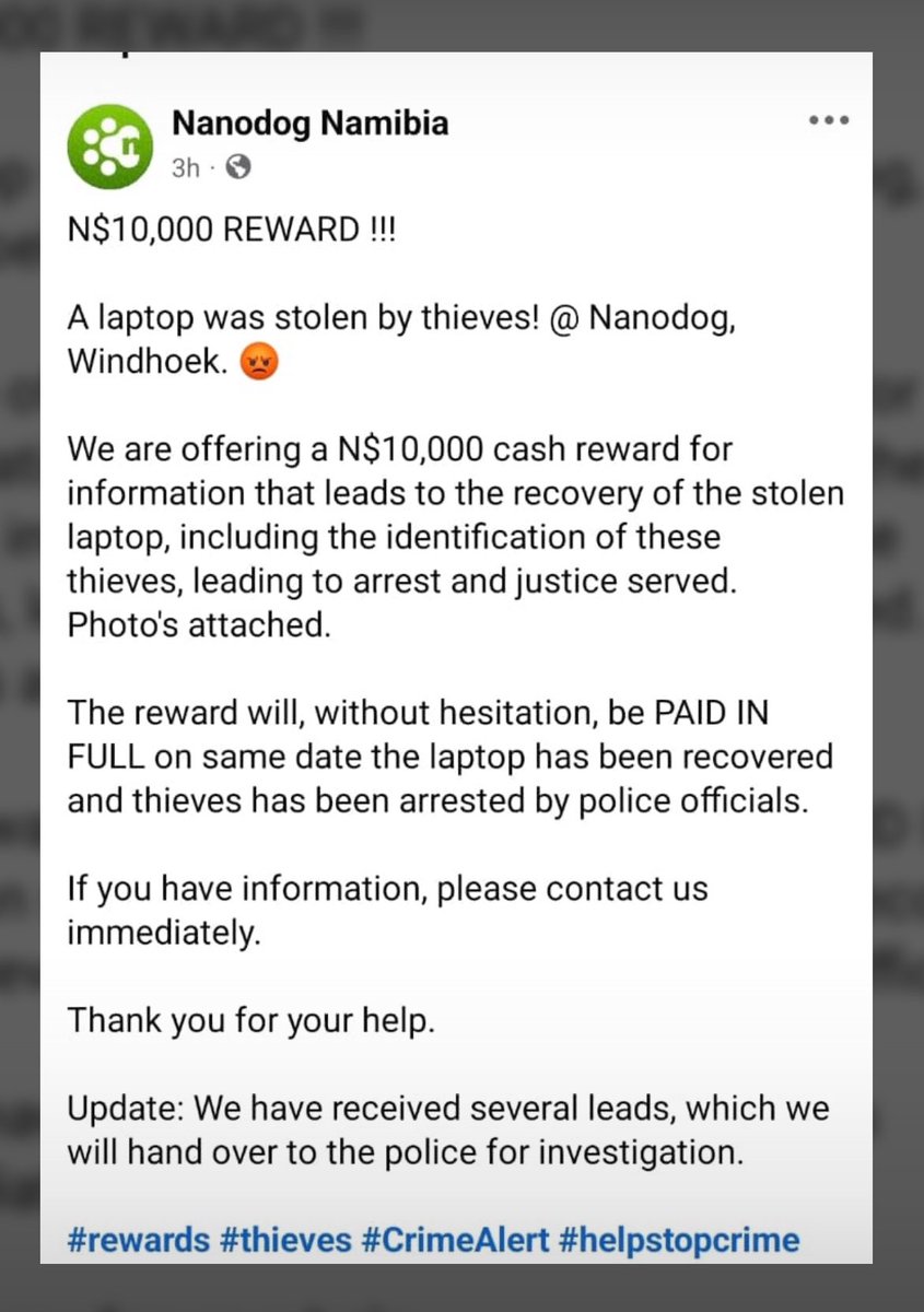 simeonaccount's tweet photo. Do you know them? N$10,000 reward for information leading to the arrest of the two ladies who allegedly stole a laptop from Nanodog. 🚨 https://t.co/elVnZC6VBG
