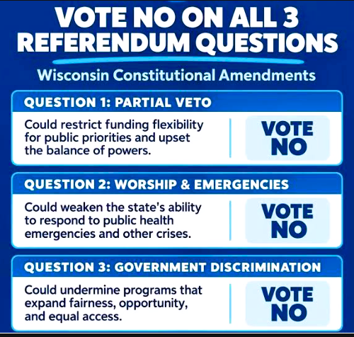 Truth_Intrepid's tweet photo. Hey, #WisconsinDemocrats! 🧀
Don't forget to vote NO on ALL 3 referendum questions.

This explains why. https://t.co/OdY3zZwqBR