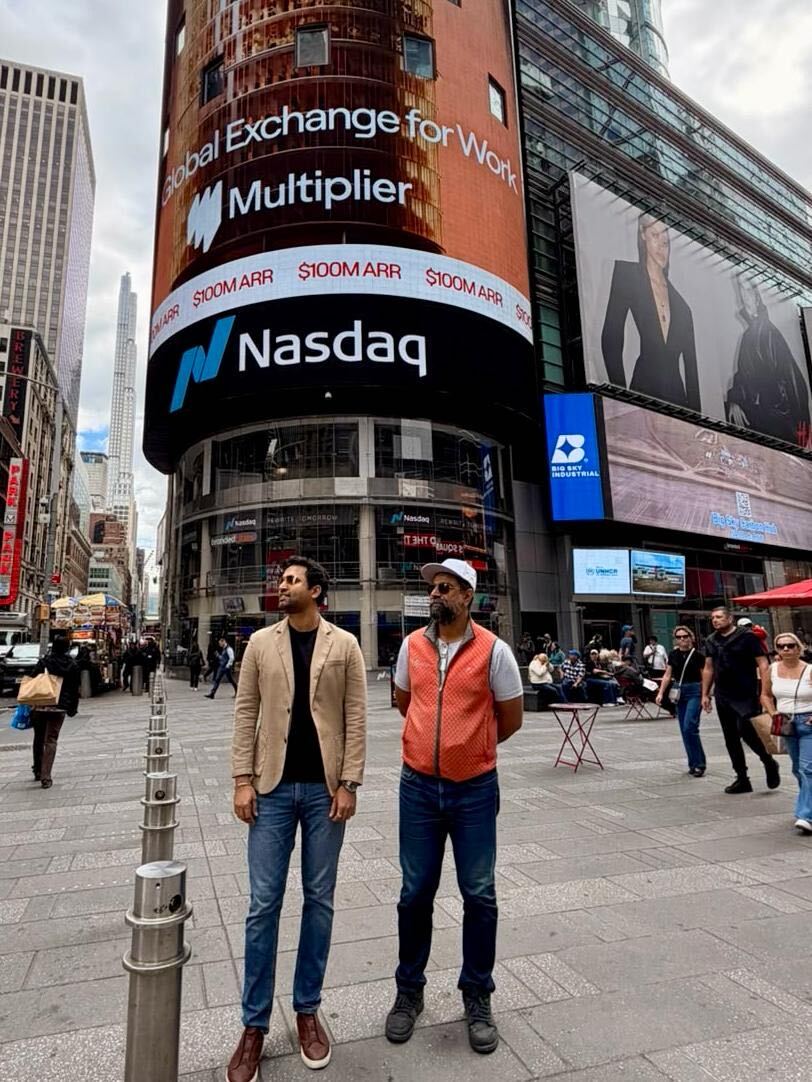 SagarKhatri93's tweet photo. $100M ARR.

I said those words today, standing in Times Square, watching @usemultiplier light up the NASDAQ Tower.

But the real story is the teams that hired the person they wanted, wherever they lived.

The Global Exchange for Work is open. 🌍

Thanks for building it with us. https://t.co/kOAy7KWGOp