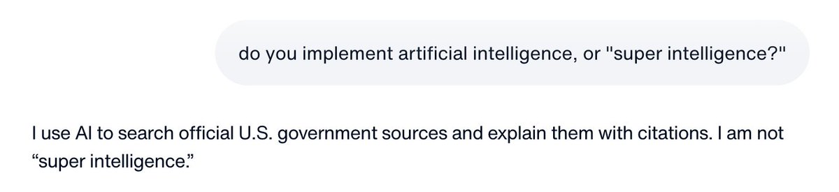emilyykennard's tweet photo. The https://t.co/YWQG4c7mF8 chatbot refuses to say it uses "super intelligence"

This is despite language from https://t.co/Du7ayiFQqO that states the site "implements modern technology and Super Intelligence (SI)" https://t.co/BmBZGAcDsQ