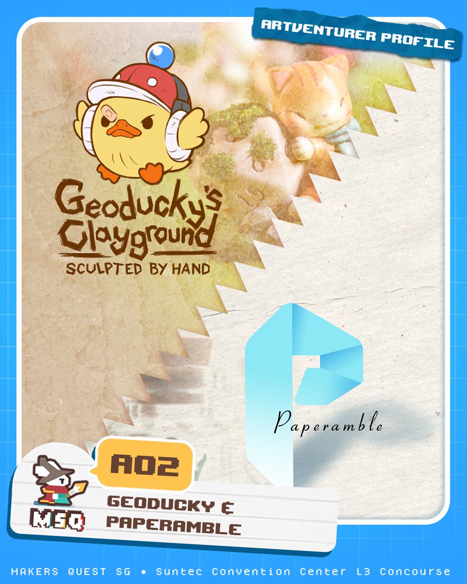 MakersQuestSG's tweet photo. ✨Visit the workshops of talented crafters and uncover their latest creations!✨

B02- Risu.Craft
A02- Geoducky &amp; Paperamble
C19- Stone Mage : Vicbaobao
A20- Mandachan x YoursYarnly

📍Makers Quest SG
Suntec Concourse L3
17 Oct 2026
10am-7pm
Check out the full map on our website! https://t.co/HJZIxBB6fn