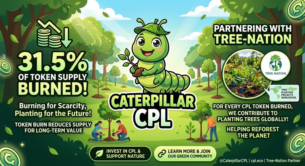 TONICASHWORLD's tweet photo. 🔥 31.5% of Caterpillar CPL's total supply is ALREADY BURNED!

While others chase quick flips, Caterpillar CPL is built for the long haul. Every token burned reinforces scarcity and strengthens our foundation, block by block 🐛🌳

Long-term investing means choosing a project that continuously reduces its supply to create sustainable value.

Join the journey today and let's build the future together 👇

https://t.co/0mMiZqv13z

https://t.co/2B9IezdvgM

https://t.co/w8s8XUKLxB

#cpl #bnb #binance #crypto #greencrypto #caterpillar