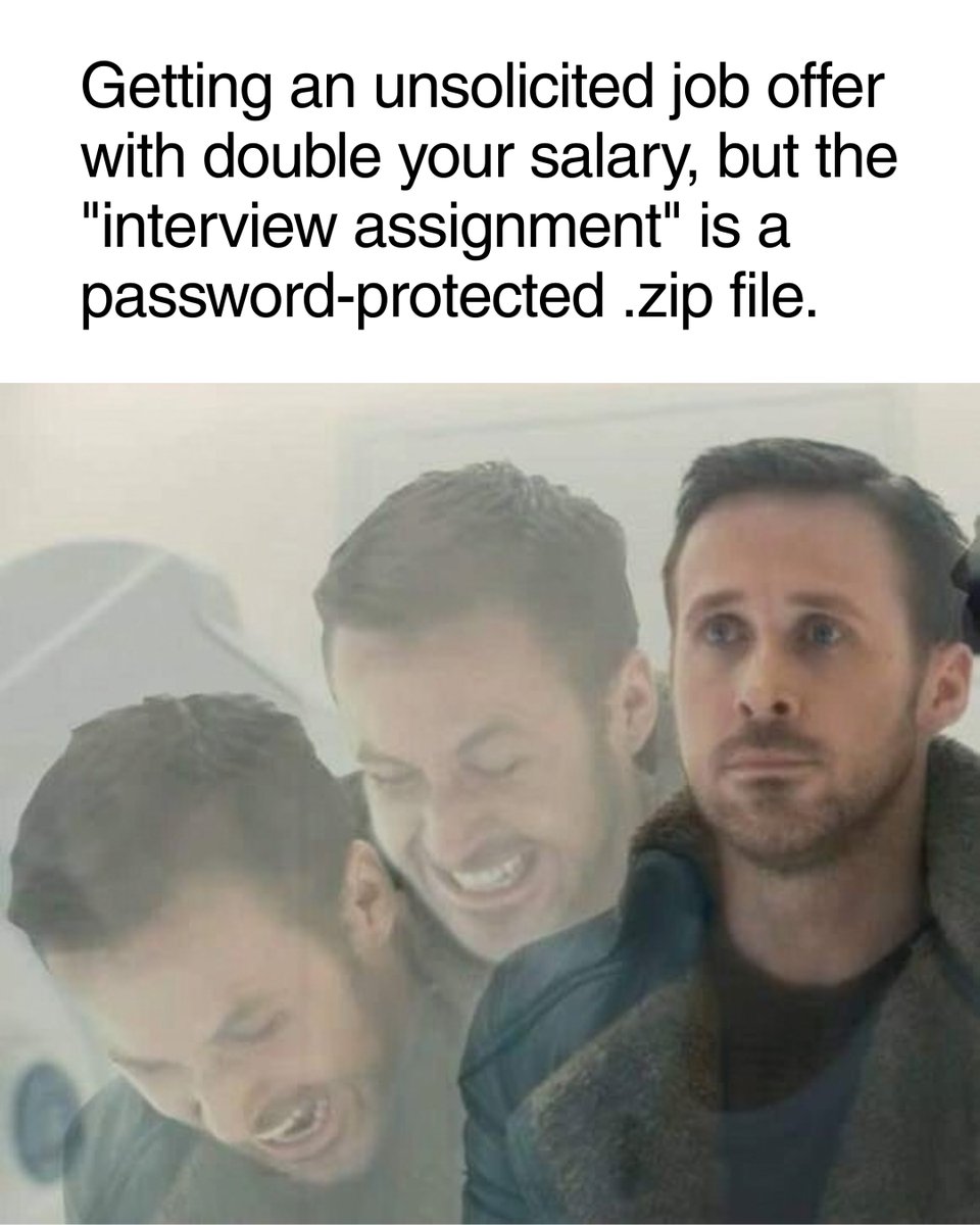 ChainPatrol's tweet photo. Legitimate companies will never ask you to run unverified scripts or open password-protected zip files for a job interview. 

Threat actors routinely impersonate recruiters, executives, and team members to target developers and talent with malware. Protecting your organization means detecting and taking down fake recruiter profiles and impersonating accounts before scammers weaponize your company's reputation.