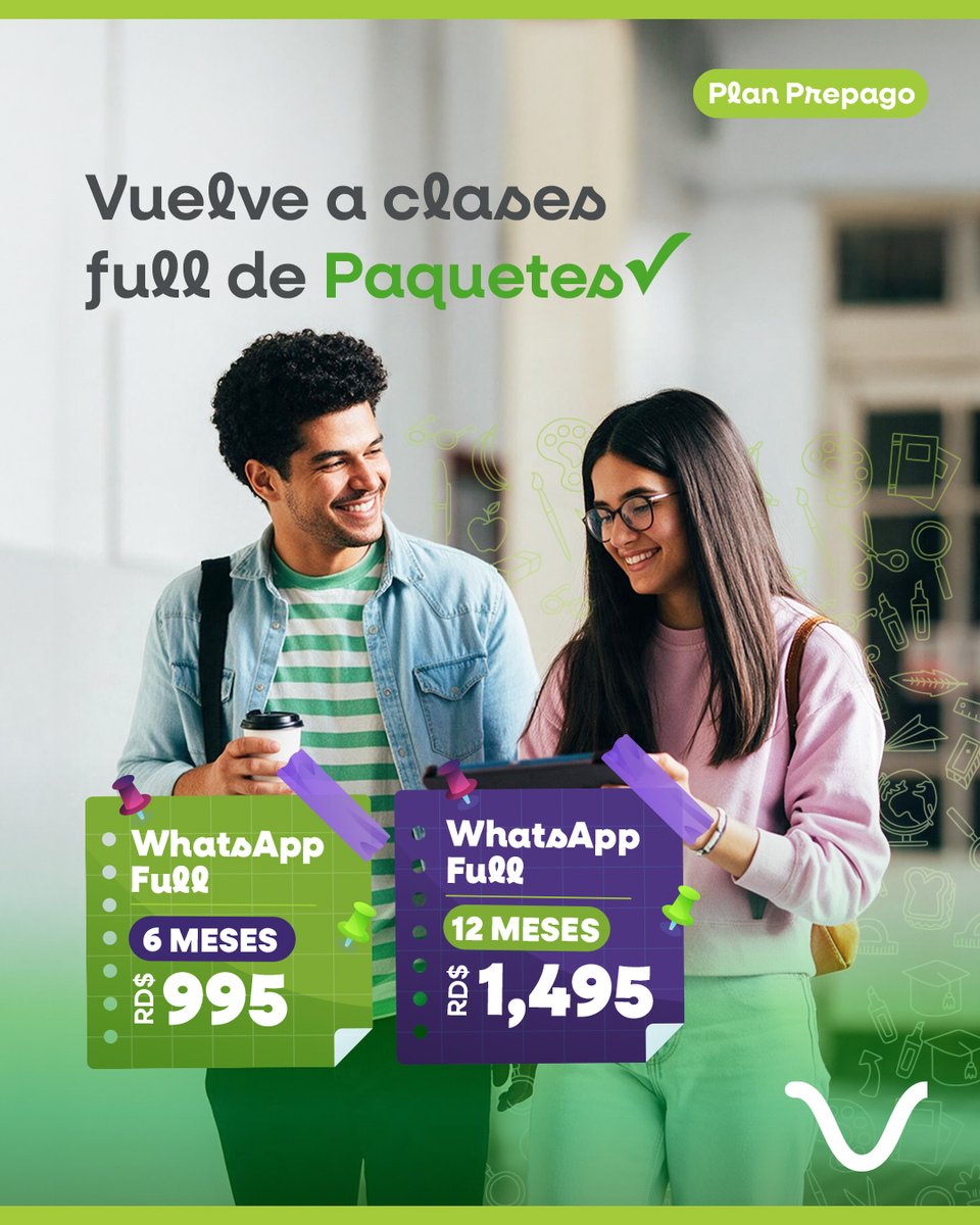 Viva_RD's tweet photo. Nuestros Paquetes de WhatsApp Full están fuera de liga. 📲
Actívalos marcando #123# y mantente conectado con tus compañeros, familiares y profesores en todo momento. 🙌
¡Ya tú sabes! 😎
#VivaRD #PlanPrepago #PaqueteWhatsAppFull #EstamosDeTuLado https://t.co/G5rLjUgJQO