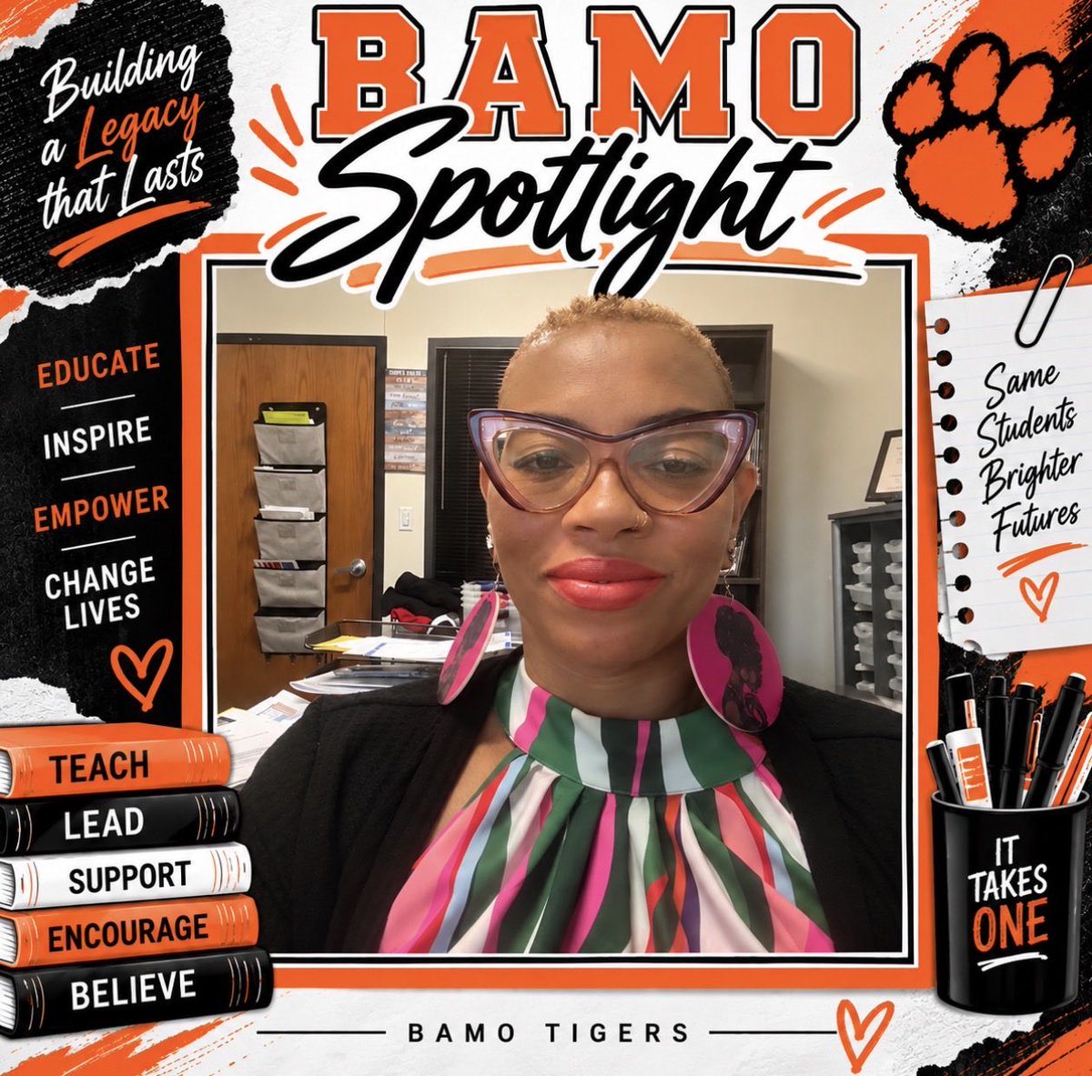 BAMOngc's tweet photo. ๐ฏ BAMO SPOTLIGHT! ๐งก๐ค
This week, weโre shining the spotlight our Dean of Students, Mrs. London
With 28 years in education Her belief: Set high expectations, and students will rise to meet them! ๐ช๐พ
Vibrant. Assertive. Outgoing. Students can count on her to protect and serve! https://t.co/hJ8k4LYyKs