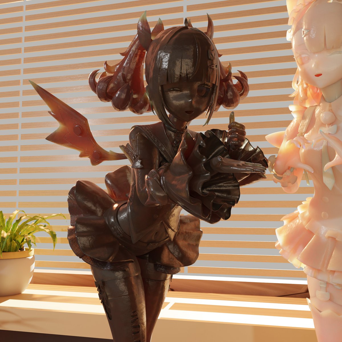 pertrify's tweet photo. It’s not unusual for a coffee shop to have statues as decorations, but the two newly added statues seem almost too lifelike. Still, considering they’ve brought in quite a bit of profit and the customers seem to love them, I suppose there’s no need to make an issue of it.
#固め https://t.co/kUcWbnOT4b