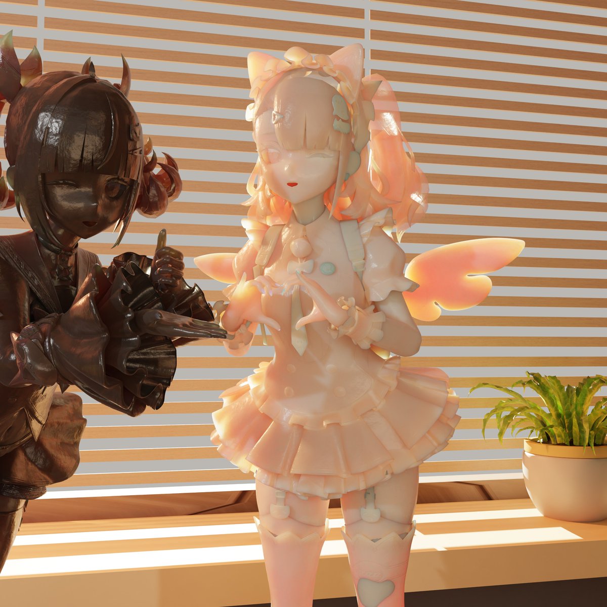 pertrify's tweet photo. It’s not unusual for a coffee shop to have statues as decorations, but the two newly added statues seem almost too lifelike. Still, considering they’ve brought in quite a bit of profit and the customers seem to love them, I suppose there’s no need to make an issue of it.
#固め https://t.co/kUcWbnOT4b