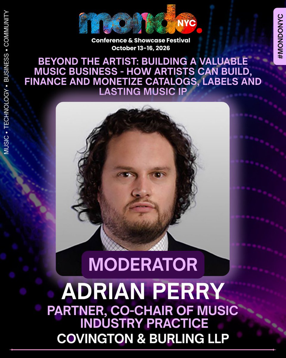 MondoNewYork's tweet photo. Beyond the Artist: Building a Valuable Music Business - How Artists can Build, Finance and Monetize Catalogs, Labels and Lasting Music IP.
Join Eric Nguyen (@createmusic) &amp; Adrian Perry (@CovingtonLLP) 
More at https://t.co/331zXQFM4E https://t.co/sTeVrMawDA
