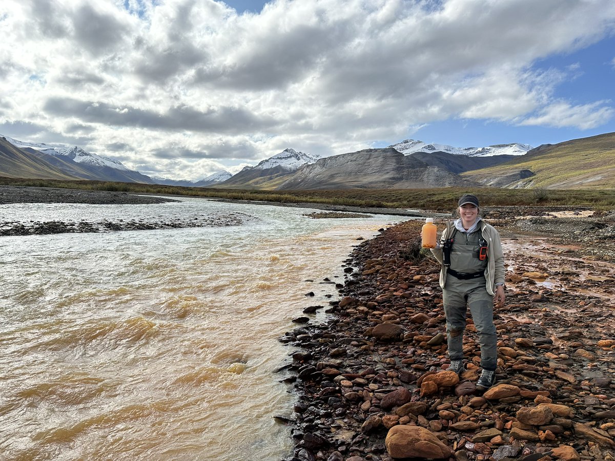 UCDavisGrad's tweet photo. @UCDavis Associate Professor Brett Poulin and Taylor Evinger, a Ph.D. candidate in Poulin’s lab had set out to the last frontier to study the abrupt onset and persistent downstream effects of acid rock drainage on rivers across Northwest Arctic Alaska.🏔️

#GraduateImpact https://t.co/jfWkZVn04m