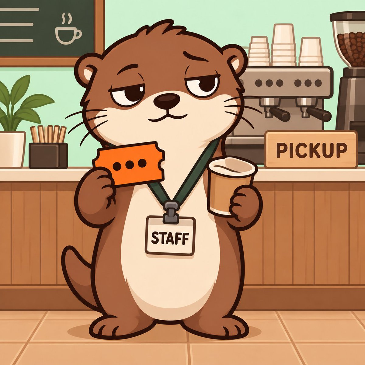 QueueOtter's tweet photo. Came in for a quick coffee. They’ve added me to the staff group chat. 🦦☕ https://t.co/hbnWpEtllJ