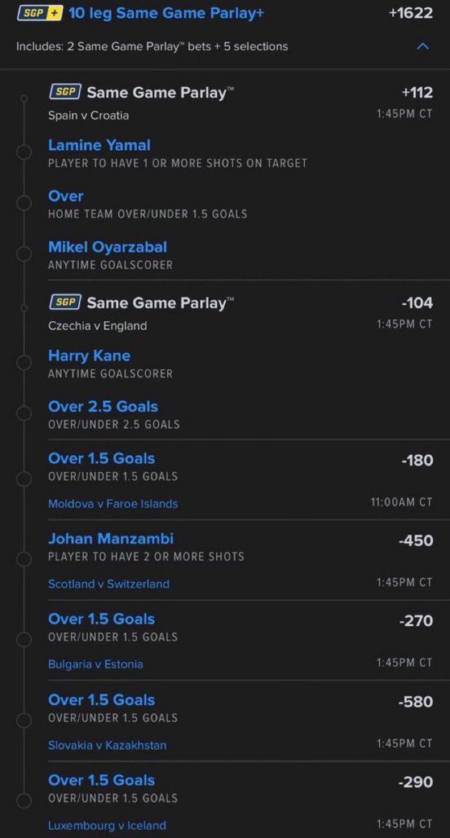 BiggestShy's tweet photo. 🔥⚽ 10-LEG SOCCER SAME GAME PARLAY+ 🔥
💰 +1622 ODDS

🇪🇸 SPAIN vs CROATIA
1️⃣ Lamine Yamal — 1+ Shot on Target 🎯
2️⃣ Spain — Over 1.5 Goals ⚽
3️⃣ Mikel Oyarzabal — Anytime Goalscorer 🔥

🏴 CZECHIA vs ENGLAND
4️⃣ Harry Kane — Anytime Goalscorer ⚽
5️⃣ Over 2.5 Goals 🔥

🇲🇩 MOLDOVA https://t.co/ueo4XQHpI8