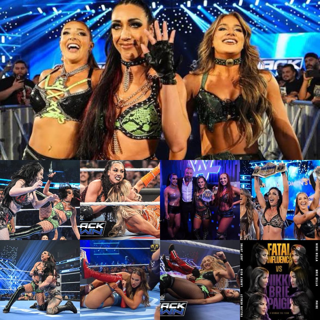 fataljayne's tweet photo. Fatal Influence since debuting: 
- Banger with Rhea Ripley
- Jacy def. Charlotte Flair
- Lainey &amp; Fallon won tag belts def. Brie &amp; Paige 
- Lainey Reid def. Brie Bella
- Fatal Influence def. Bella Twins &amp; Paige
- Jacy wins us title def. tiffany
- Fallon pinned the world champ https://t.co/bNgX5ReuRo