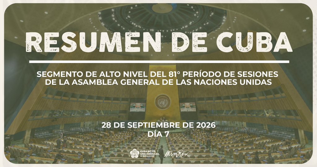 CubaMINREX's tweet photo. El ministro de Relaciones Exteriores de Cuba 🇨🇺 @BrunoRguezP, desarrolló ayer una intensa agenda de trabajo como parte de su programa en el Segmento de Alto Nivel del 81º período de sesiones de la AGNU. 
 
#CubaNoEsUnaAmenaza, el bloqueo sí.

🔗 https://t.co/tSPFtI3Jm8 https://t.co/OC5GGdt2z5