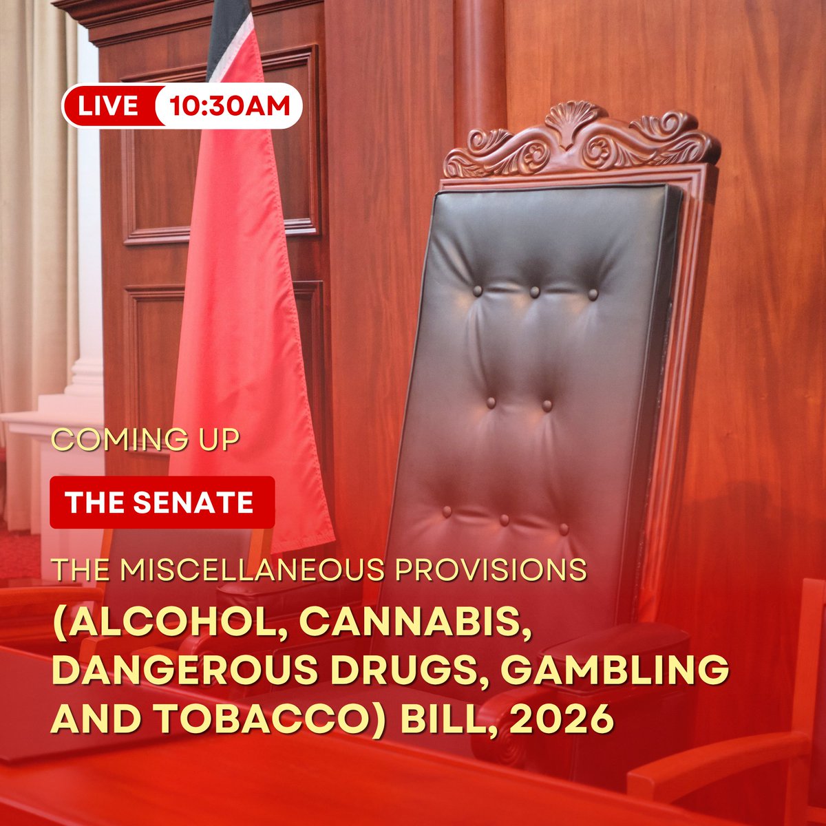 TTParliament's tweet photo. Join us in 30 minutes for the 10th Sitting of the Senate!

https://t.co/UmLcAlpZ11

#TTParliamentSenate #Alcohol #Cannabis #Gambling #Tobacco https://t.co/EdTLvxJDmr