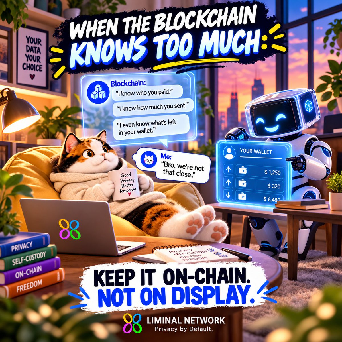 samiul1267's tweet photo. When your blockchain knows a little *too much* 👀

Every transaction shouldn’t mean giving up your privacy.
Your money, your activity, your choice — keep them private.

🔐 Privacy by default.
🌐 Built for a more private on-chain future.

@LiminalNet $LIM https://t.co/PiatPyMMd6