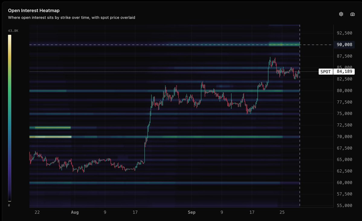 derivativemonky's tweet photo. made some huge changes to the Open Interest sectionn of https://t.co/3EroQ3Q57x : 

OI Heatmap = where open interest sits by strike over time, with spot price overlaid

OI Concentration by Expiry = Open interest density by strike and expiry.

made sure that each of the tab is super clean😁