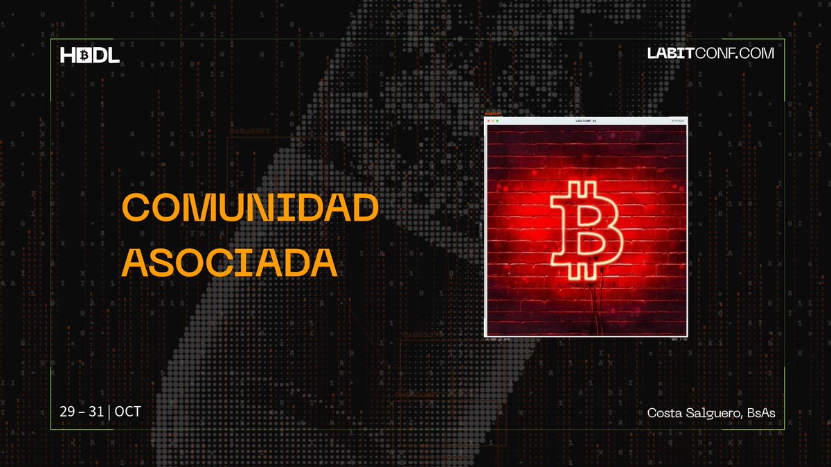 bitcoin_night's tweet photo. Somos comunidad aliada de LABITCONF 2026.
Del 29 al 31 de octubre, Costa Salguero.
Concepto HODL: seguir construyendo.
75% OFF con código BTCNIGHTLABC26
https://t.co/HkCDmG3i5B
@labitconf
#LABITCONF2026 #HODL https://t.co/OsDrcNiTDM