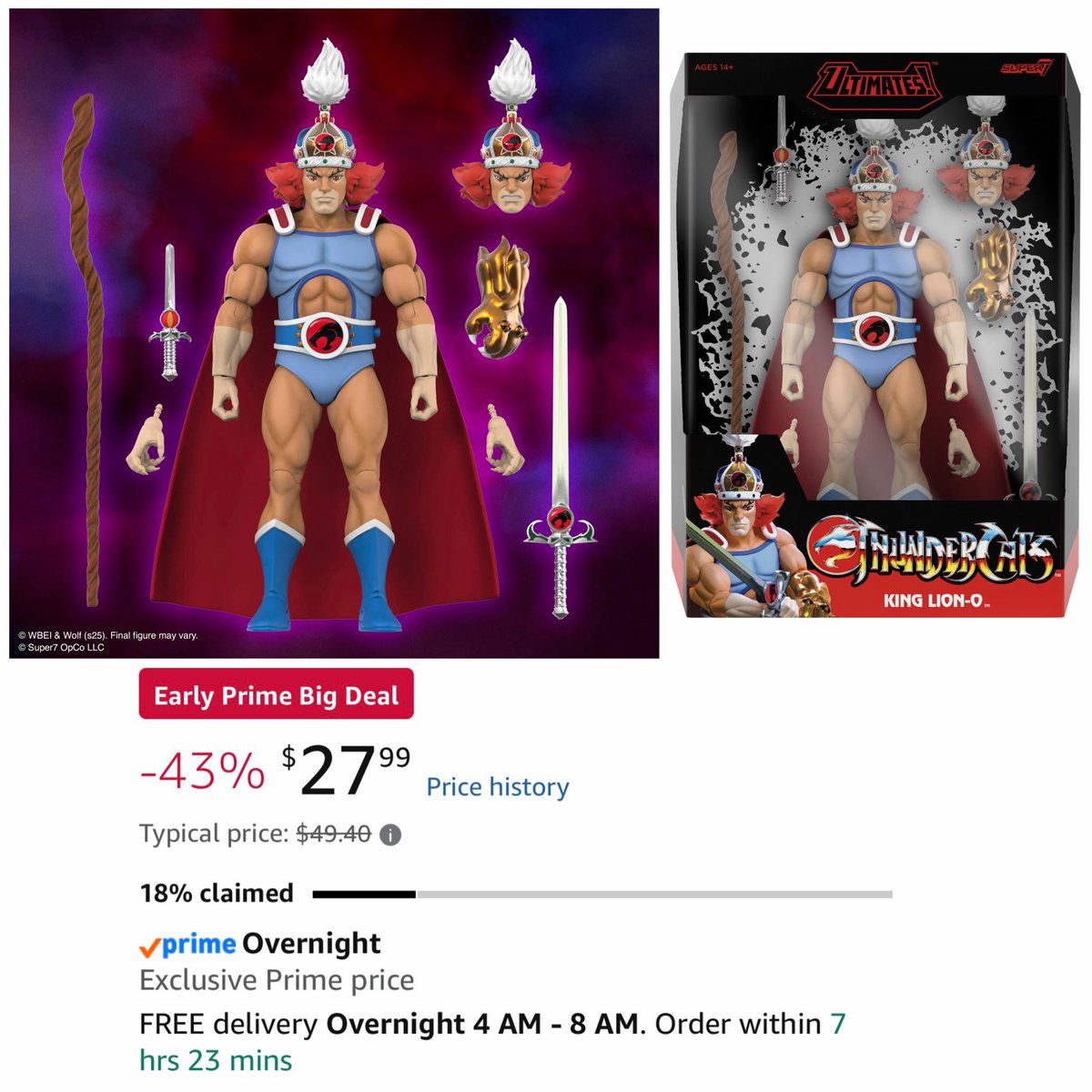 TheeUncleJerry's tweet photo. 🗣️ Early Prime BIG Deal..
Super7 ULTIMATES! Thundercats King Lion-O
👉 https://t.co/Wl8LDlKu5B
#Super7 #Thundercats #PrimeBigDeal #ad https://t.co/7c6iYkfFrt