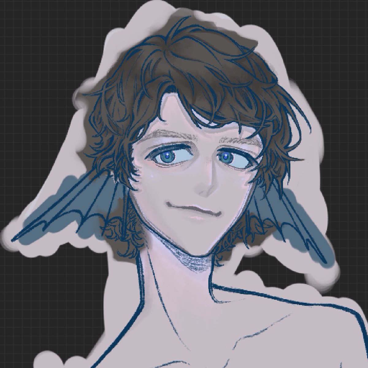 saaaa__kke's tweet photo. まだ描いてたのか？って感じなんですが、亀みたいな速度でコソコソと色塗り頑張ってて、目の描き方どっちのが可愛いかなってずっと迷ってる(優柔不断) https://t.co/Xwdzc5pbV2