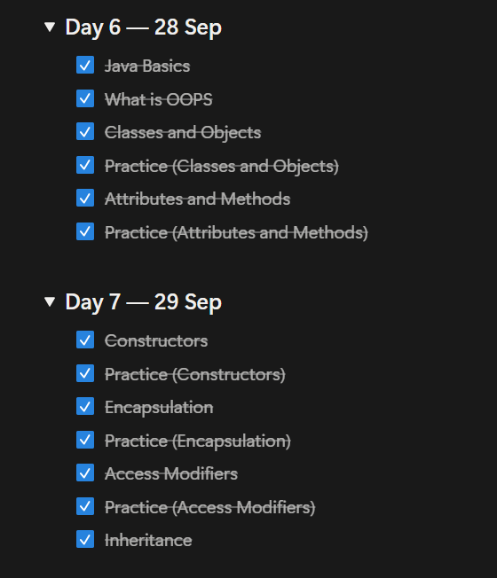 undefined_devv's tweet photo. yeah forgot to post but here is progress for day 6 and 7, started with basics of oops and yess that's actually interested https://t.co/cyg6yK4J2I