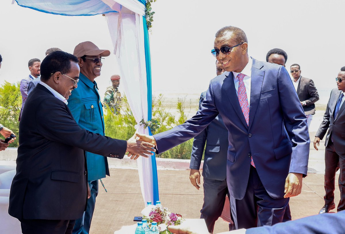 MoIFARSomalia's tweet photo. The Prime Minister of the Federal Government of Somalia, H.E. Hamza Abdi Barre, the Minister of Interior, Federal Affairs and Reconciliation, H.E. Ali Yusuf Ali Hosh, alongside other senior government officials and members of the diplomatic community, attended the opening of the Somalia Tourism Expo 2026 in Mogadishu.