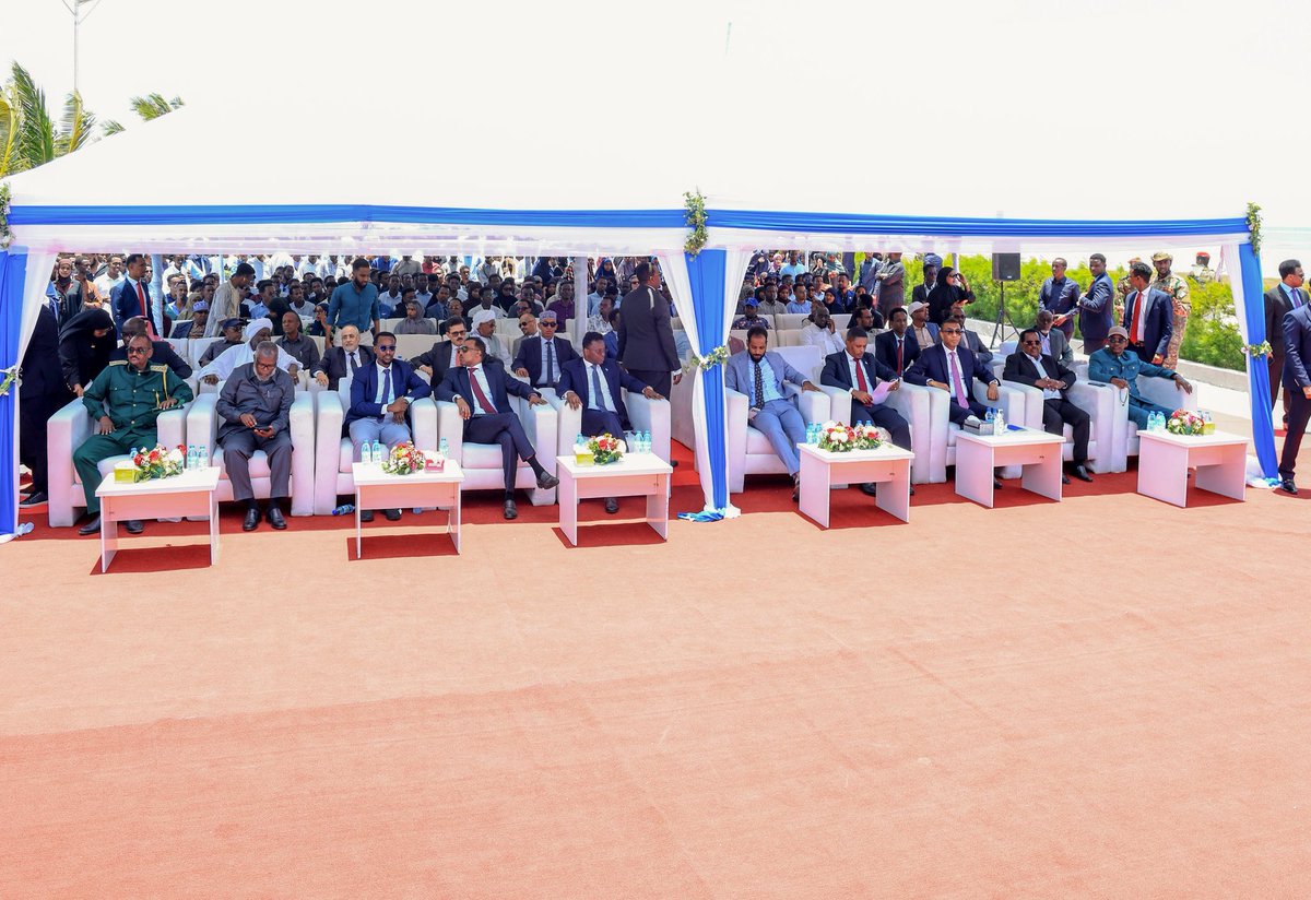 MoIFARSomalia's tweet photo. The Prime Minister of the Federal Government of Somalia, H.E. Hamza Abdi Barre, the Minister of Interior, Federal Affairs and Reconciliation, H.E. Ali Yusuf Ali Hosh, alongside other senior government officials and members of the diplomatic community, attended the opening of the Somalia Tourism Expo 2026 in Mogadishu.