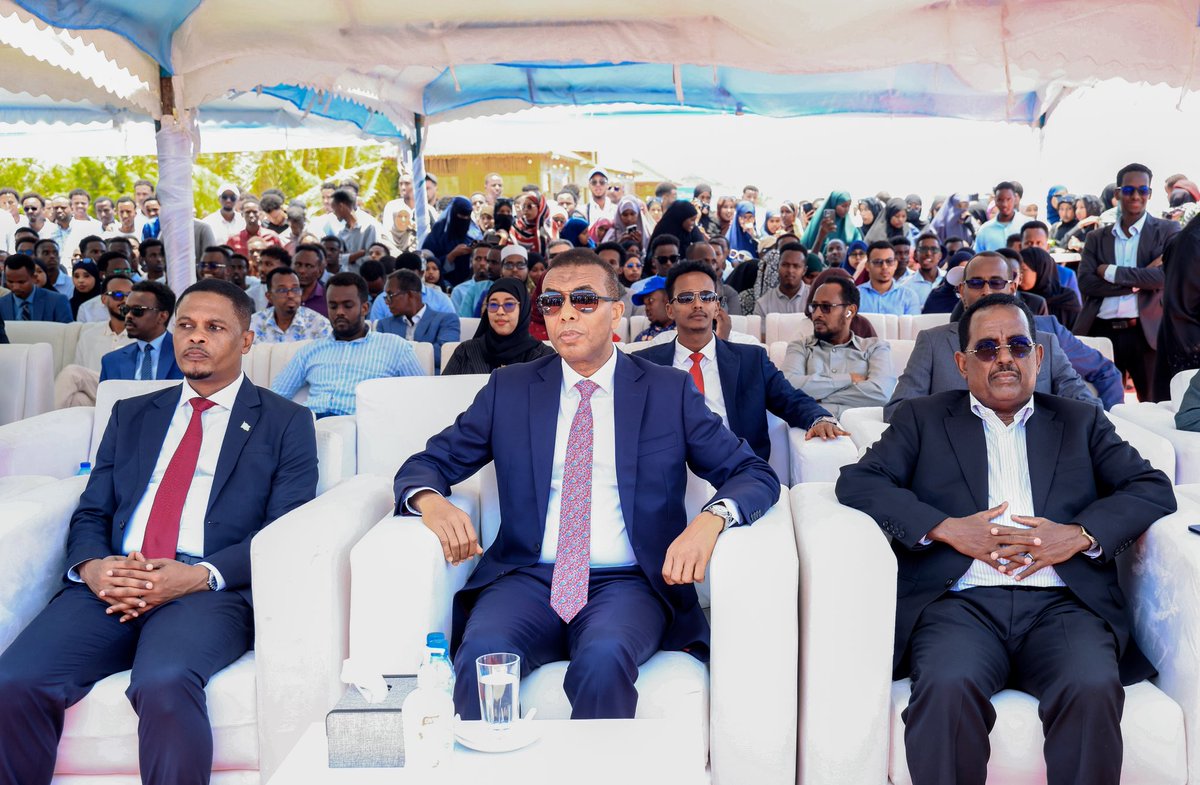 MoIFARSomalia's tweet photo. The Prime Minister of the Federal Government of Somalia, H.E. Hamza Abdi Barre, the Minister of Interior, Federal Affairs and Reconciliation, H.E. Ali Yusuf Ali Hosh, alongside other senior government officials and members of the diplomatic community, attended the opening of the Somalia Tourism Expo 2026 in Mogadishu.