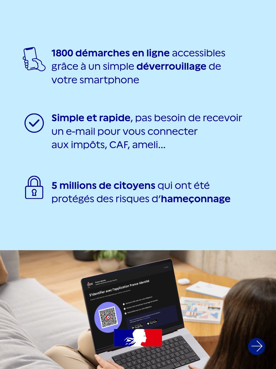 france_identite's tweet photo. 5 millions d'utilisateurs, c'est aussi près de 16 millions de connexions via FranceConnect grâce à France Identité. 🔐💻

Se connecter aux impôts, à la CAF ou à l'Assurance Maladie, sans identifiant ni mot de passe !

👉 https://t.co/Z23VL8wtr9

#FranceConnect #ServicesPublics https://t.co/n0w8PnImX3