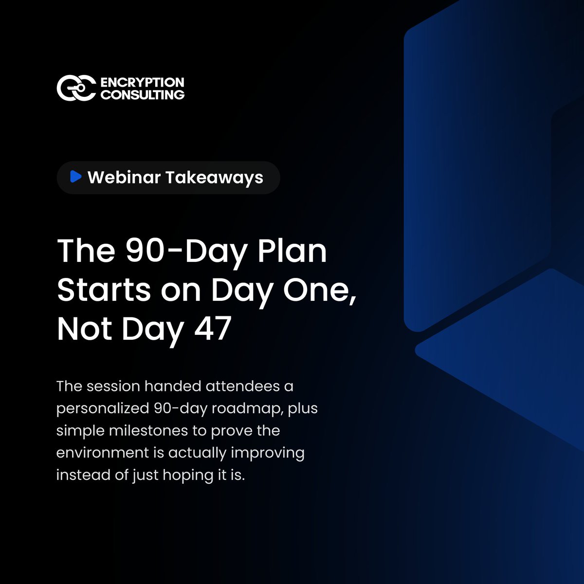 encryptioncons's tweet photo. The 47-day certificate mandate is here. What happens after it is on you.

We just wrapped the final session in our 47-day series. This one turned the mandate into an actual 90-day plan, with examples from teams who've already gone through it.

Swipe through for the key takeaways.

Watch the full recording here: https://t.co/iJ6tMamHqj

Drop a comment or DM us if you want help building your own 90-day roadmap. 👇

#CertificateManagement #PKI #Automation #CyberSecurity
