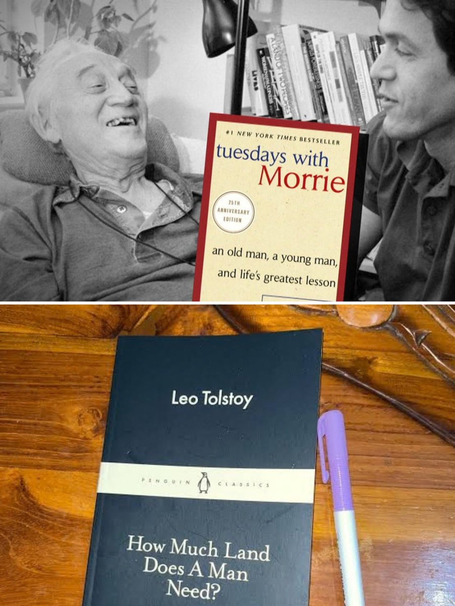 Oldschools_'s tweet photo. Buku yang dibawa Michie (@Michie_JKT48) di konten JKT48 TV 📚✨

• How Much Land Does A Man Need? - Leo Tolstoy
(Kisah klasik tentang ketakutan & ketakserakahan manusia)

• Tuesdays with Morrie - Mitch Albom
(Wejangan hidup bermakna & penuh haru dari seorang profesor)

#Os48 #MichieJKT48