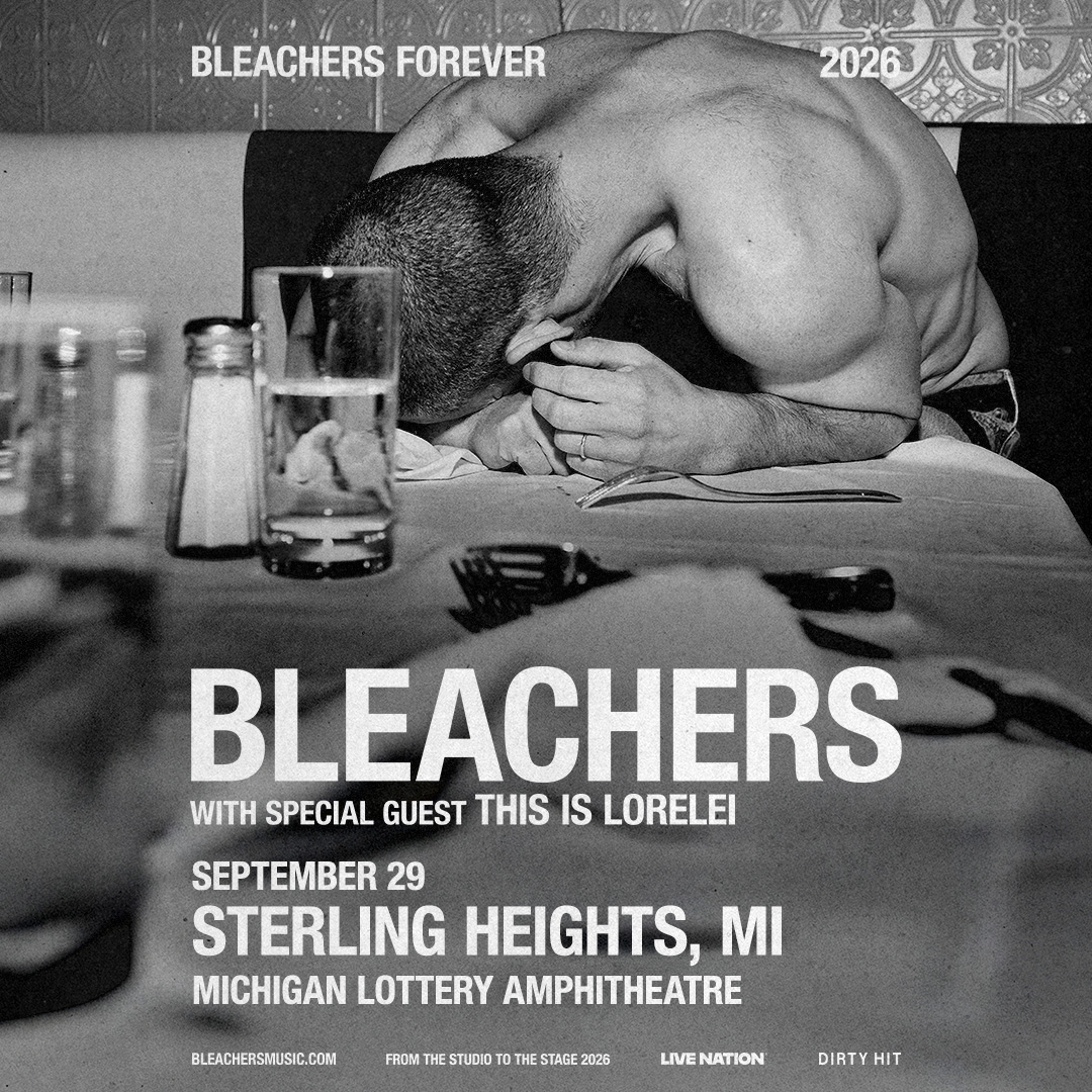 MILotteryAmp's tweet photo. . @bleachersmusic forever at @MILotteryAmp tonight!! 

🍻 Join us for Happy Hour in the Stage Left Lounge!

🚗 Parking - 4:30PM
🚪 Doors - 6:30PM
🎶 Music - 7:30PM
ℹ️ Info - https://t.co/rQnWyaNQNE https://t.co/jkrCQM503r