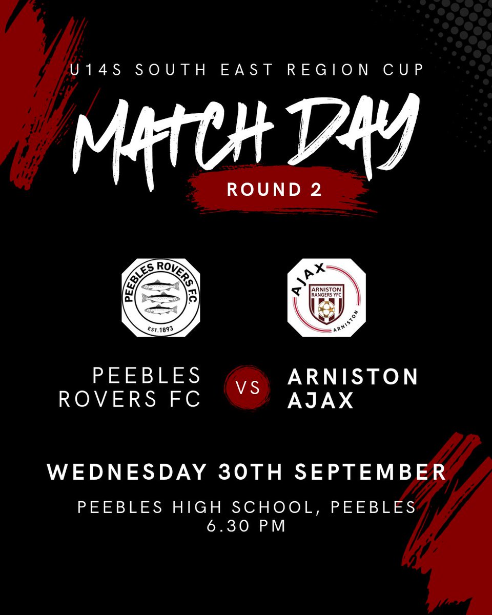 ARYFC13s's tweet photo. Midweek action for our Ajax boys as they travel to the Borders to take on @Rovers1893 in the South East Region Cup 2nd Round https://t.co/cbIj7rseg5