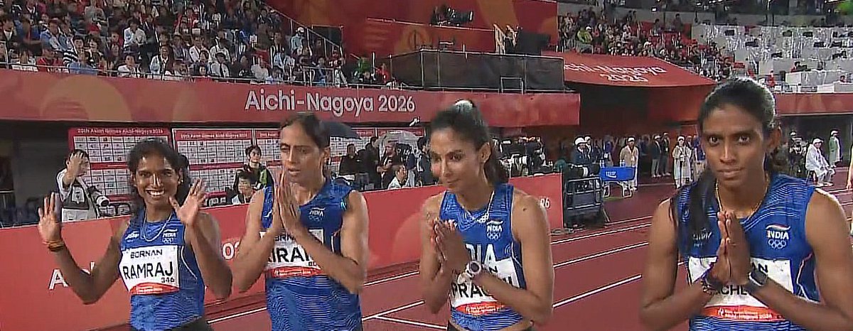 saggi4987's tweet photo. GOLDEN RELAY FOR BHARAT! 

Congratulations to the Indian Women’s 4x400m Relay Team on winning the Gold Medal at the #AsianGames2026.

Speed, strength and teamwork at its finest! https://t.co/CuX7GQQf24