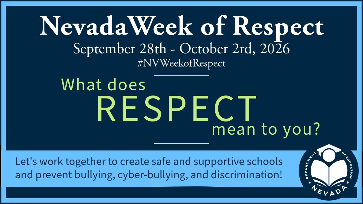 NvstateED's tweet photo. From students and educators to families and communities, everyone has a role to play in preventing bullying and discrimination. Let's start the conversation and take action to foster a culture of understanding, mutual respect, and kindness. #NVWeekofRespect https://t.co/4Uhogw8p9B