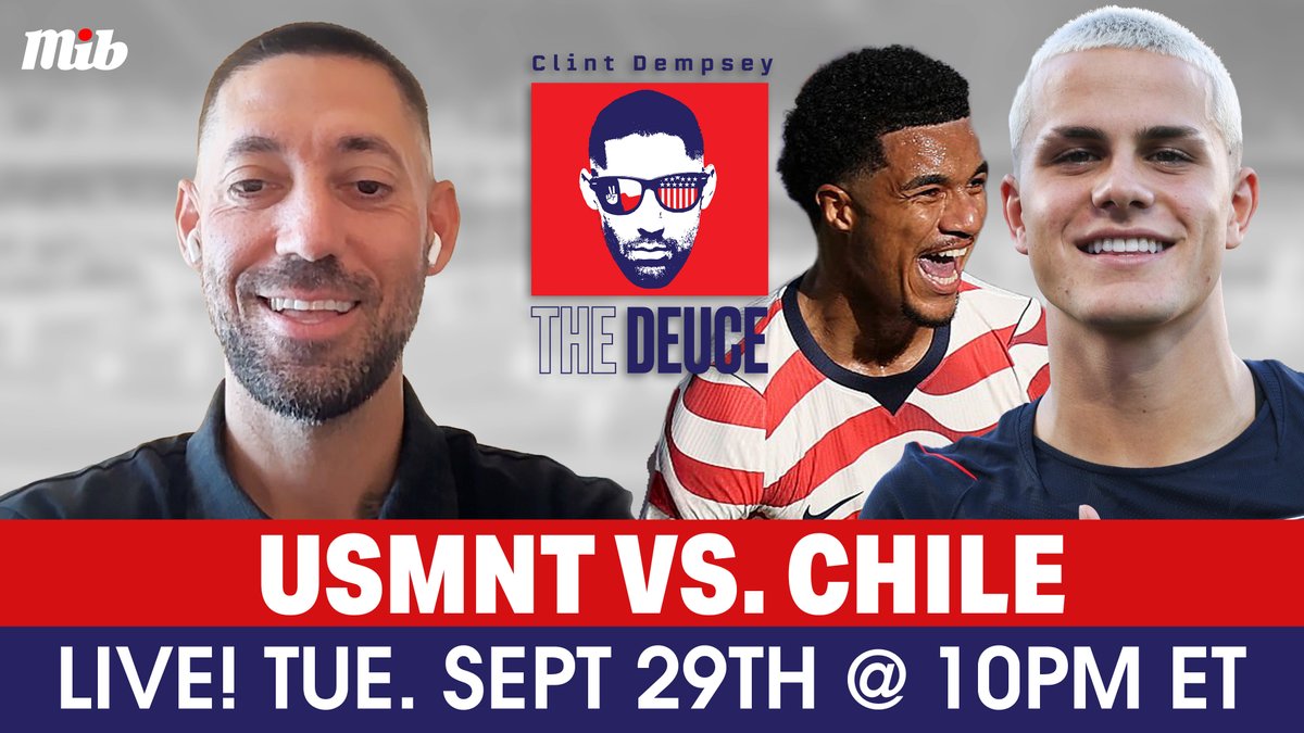 MenInBlazers's tweet photo. 🚨TONIGHT, WE’RE LIVE WITH CLINT DEMPSEY AFTER USMNT v CHILE 🇺🇲🇨🇱

Rog & Clint recap the night’s action for another LIVE episode of The Deuce on MiB YouTube 🔥

DON’T MISS IT. TONIGHT. 10 PM ET: https://t.co/gzowOFNRkb