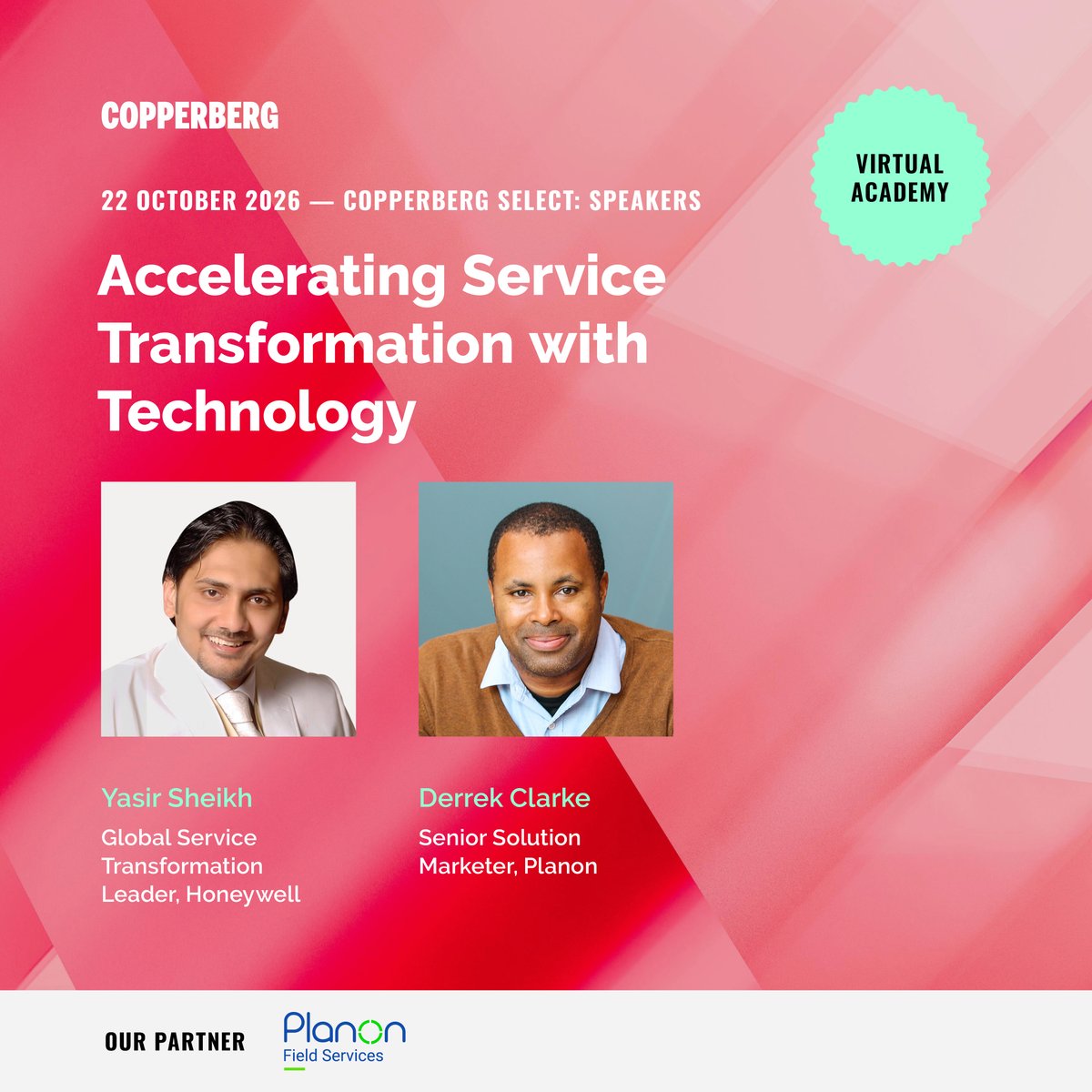 CopperbergAB's tweet photo. How do you turn tech investment into real service impact? Find out at #FieldServiceVirtualAcademy, Oct 22. 3 expert-led sessions, live &amp; replay. 

👉 Register now: https://t.co/Iqw0vR1fpO 

#manufacturing #servicetransformation #aftermarket #fieldservice https://t.co/EoQ0Xz9xp2