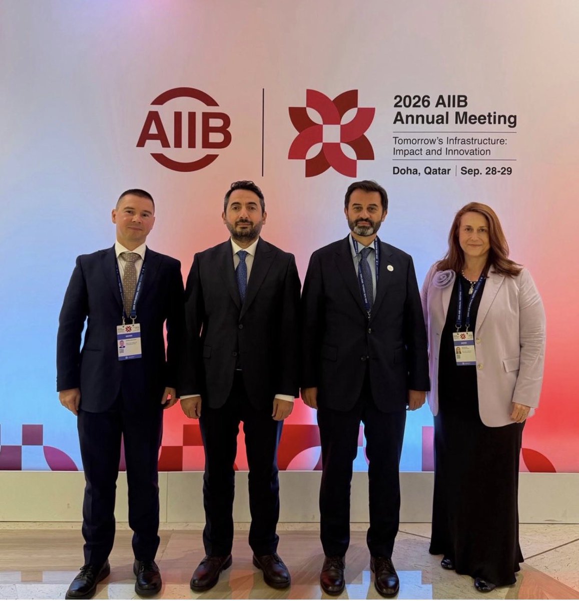 BSTDB's tweet photo. At the @AIIB_Official Annual
Meeting in Doha, BSTDB President Dr. Köksal joined fellow panelists for “Across Borders: Connecting Regions, Building Resilience” panel. 
The discussion explored how stronger regional cooperation, coordinated investment & partnerships among countries and development institutions can help build more connected, reliable and resilient transport corridors.

👉: https://t.co/3mWco7ojXZ

#BSTDB #AIIBannualmeeting #RegionalConnectivity
#MiddleCorridor