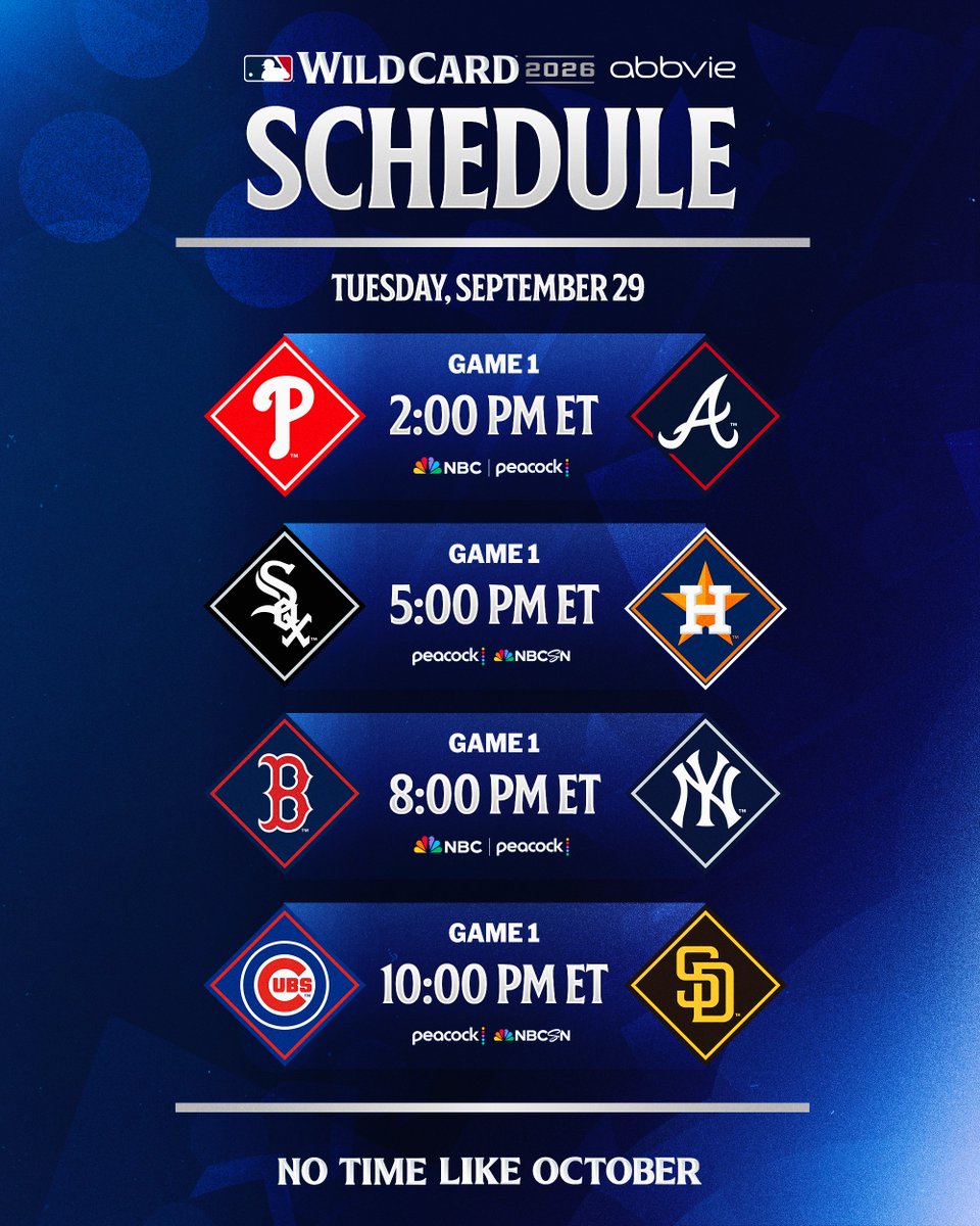FOUR Game 1s headline a glorious first day of the 2026 Postseason 🤩

(MLB x @​AbbVie) 
 [📷](https://pbs.twimg.com/media/HTZBv4UWQAAbudo.jpg) https://pbs.twimg
