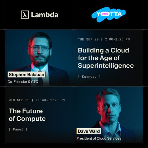 GNDave's tweet photo. Going to YOTTA? Come join Stephen's keynote presentation today at 2-2:25pm on building a Superintelligence cloud and my presentation tomorrow between 11:40-12:45 to understand when to rent compute, reserve dedicated capacity, and owning it become the competitive advantage. #yotta2026