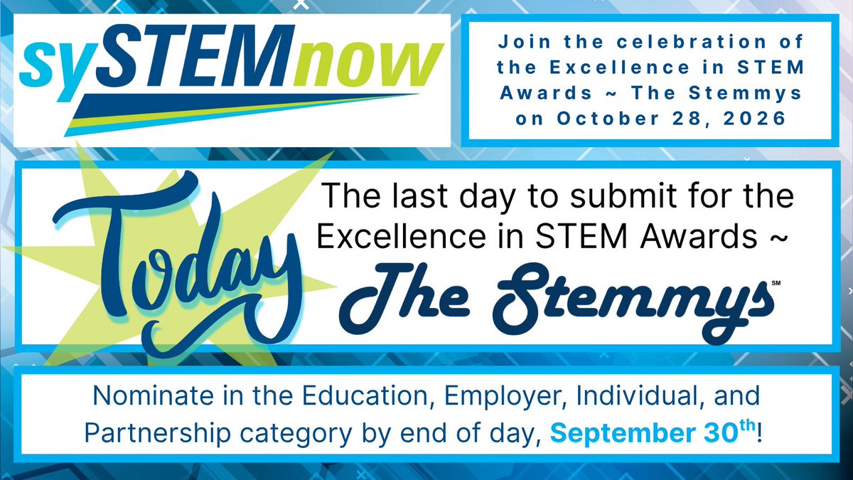 STEMForward's tweet photo. Submit your nomination at https://t.co/ZYKRirVEzZ 
#sySTEMnow2026 #STEMForward https://t.co/toZYWEPpzE