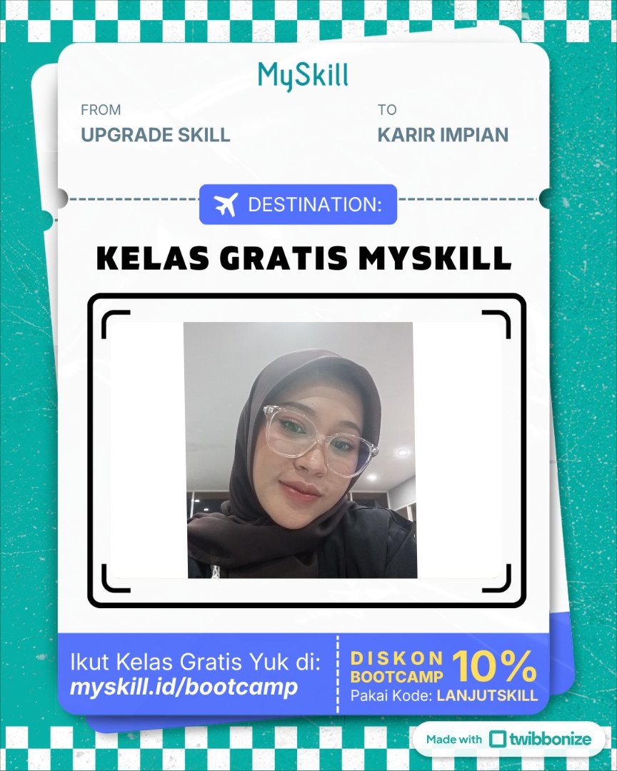 SepatuKacaKiri's tweet photo. Halo! Aku Ningrum B Wulandari, dan aku ikutan Short Class, sebuah program kelas gratis dari @myskill.id. Kelas ini menyediakan banyak topik-topik pilihan seperti Digital Marketing, Microsoft Excel, Data Analysis, UI/UX Design dan masih banyak lagi. https://t.co/mQEDieKAxf