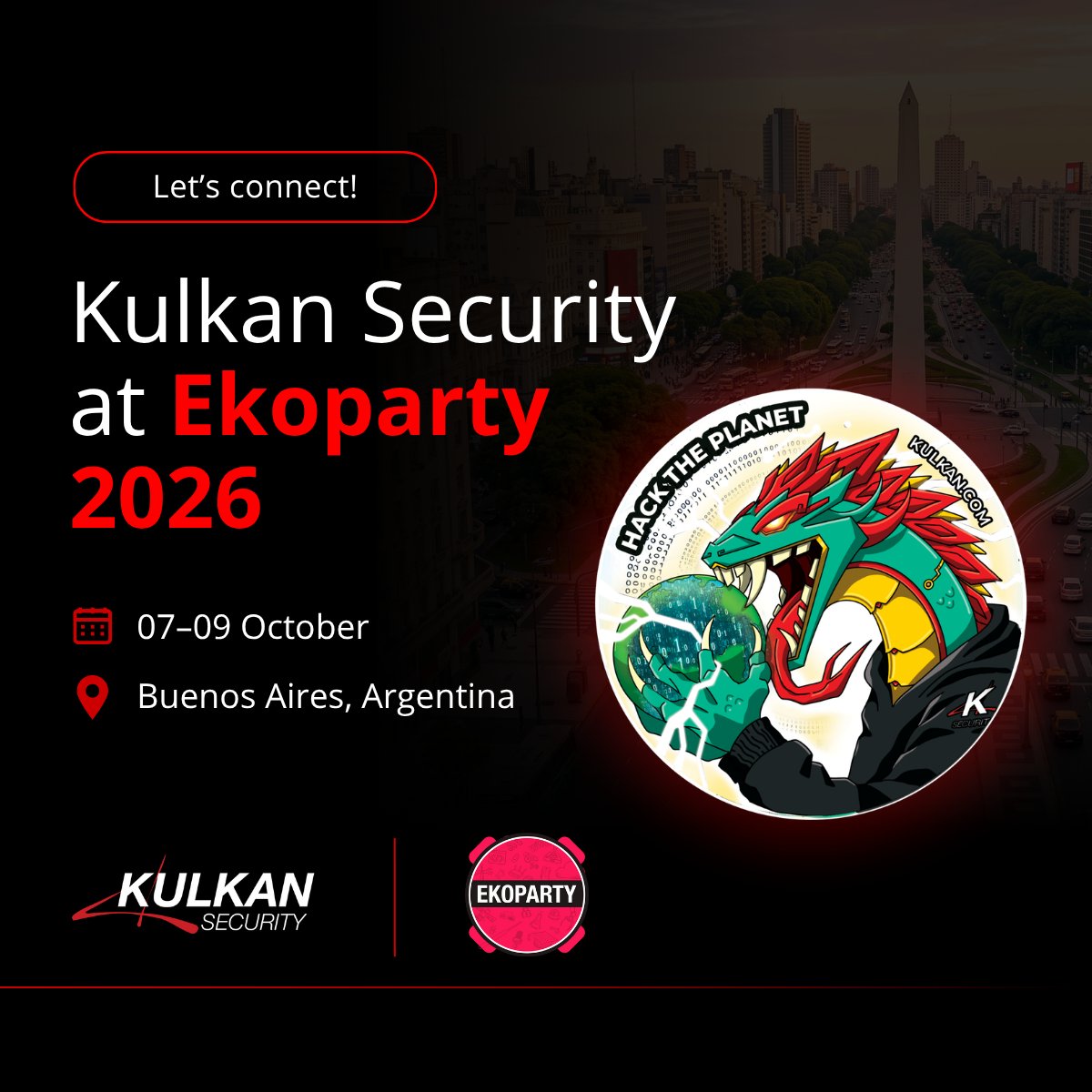 kulkansecurity's tweet photo. Acompáñanos para conversar sobre pentesting y, además, podrás llevarte nuestros stickers 🐉 y (spoiler) un preview gratuito de iPentest, nuestra herramienta de testing con IA, entre otras sorpresas…

🗓️ ¿Estarás en Buenos Aires la semana próxima? Envíanos un DM y conversemos. https://t.co/fhCLc7KNrO