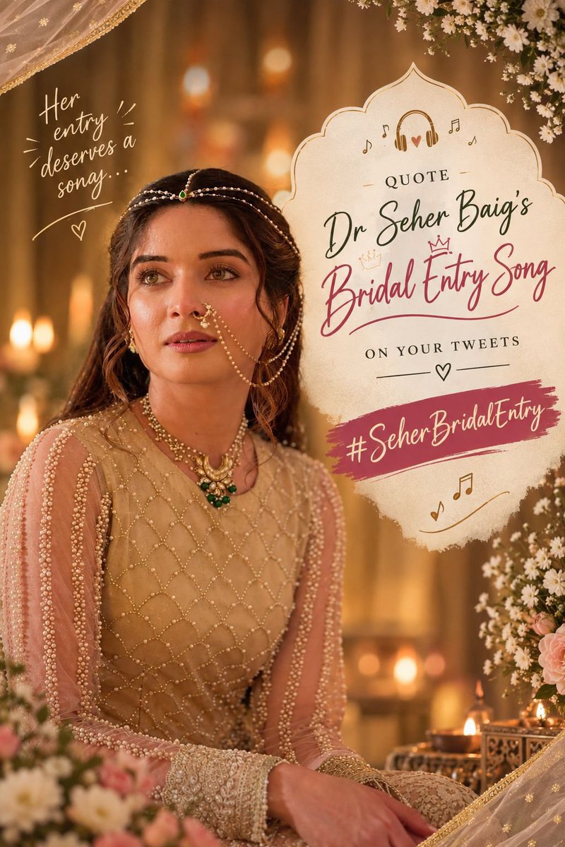 SeherBaigFC's tweet photo. ✨ ACTIVITY ALERT ✨
It’s time to pick the perfect song for Seher’s bridal entry! 👰🏻♀️🤍
Quote this tweet with the song you’d choose for Dr. Seher’s bridal entry and use #SeherBridalEntry in your tweets. 💍✨
{ #DrSeherBaig #SeherHoneKoHai #BhavikaSharma } https://t.co/TAl7W50L6a