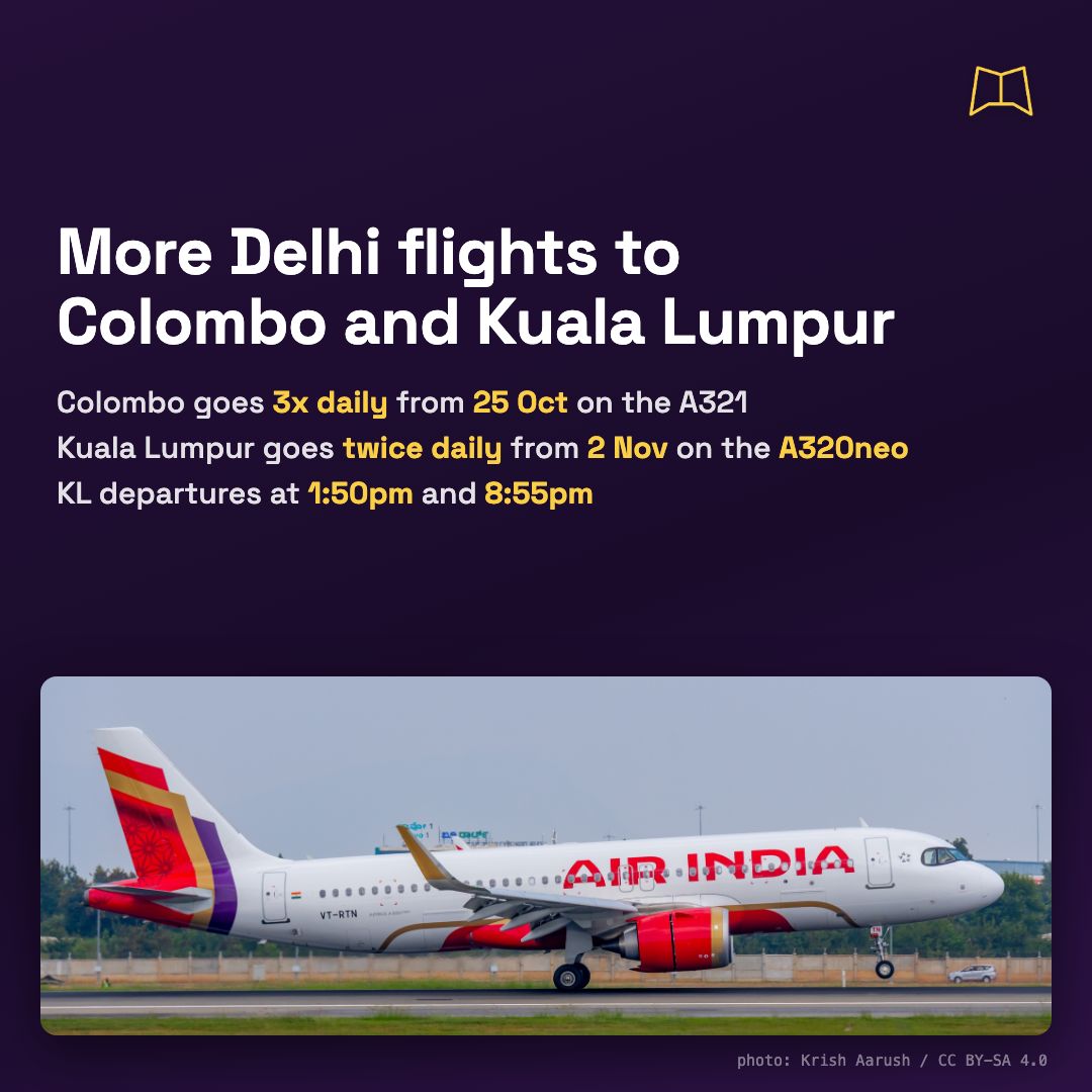 MagnifyClub's tweet photo. Air India is ending its 3 weekly Amritsar to London Gatwick flights from 25 Oct, and Ahmedabad to Gatwick drops to 3 a week from 1 Mar. Delhi does better this winter: Colombo goes 3x daily from 25 Oct and Kuala Lumpur goes twice daily from 2 Nov. https://t.co/nmiGoBnlZo