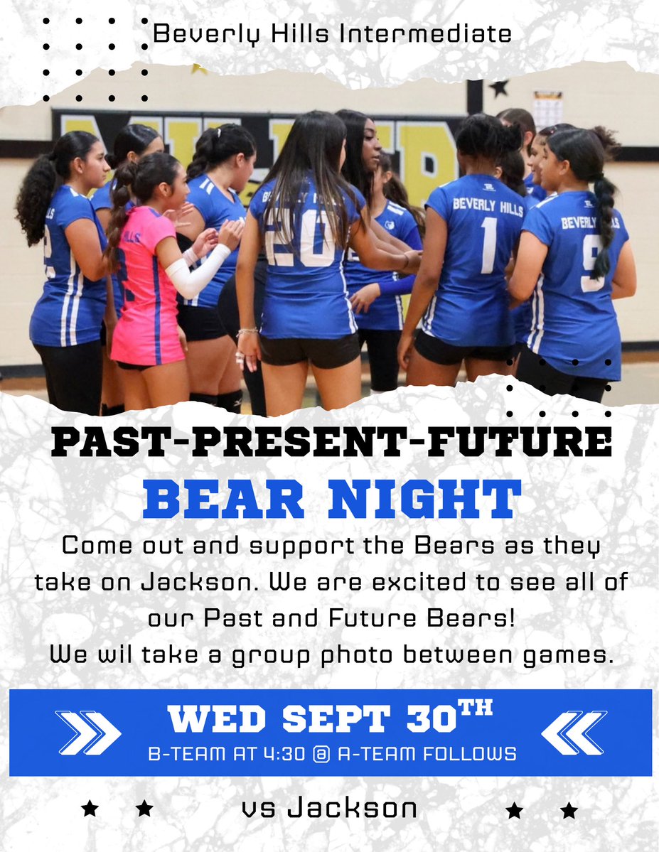 BHILadyBears's tweet photo. Calling ALL BEARS (Past-Present-Future)! Come out and support the Lady Bears tomorrow! @DHSVB2016 @DobieHS https://t.co/pEGhlCGoE5